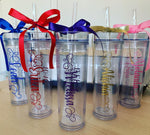Load image into Gallery viewer, Custom Double Walled Skinny Tumbler with Straw
