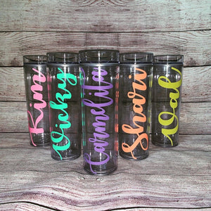 Custom Double Walled Skinny Tumbler with Straw